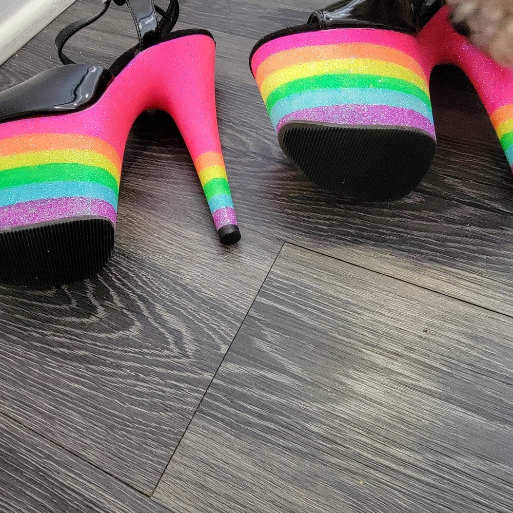 Pleaser Rainbow Platform Heels - image 5